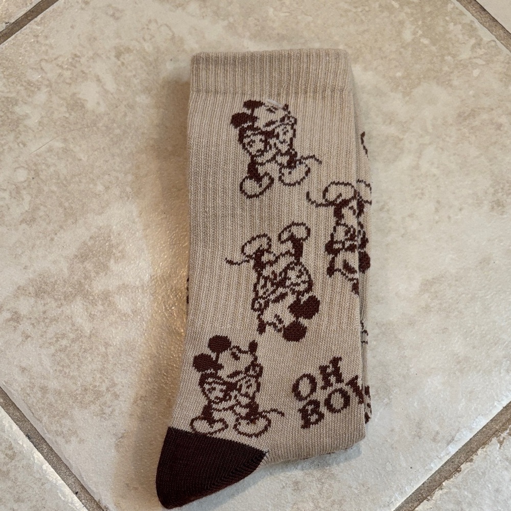Beige and Brown Mickey Mouse Socks